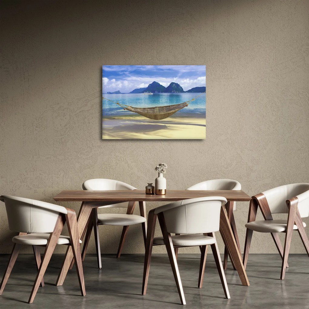 Obraz - Obraz hojdacej siete na pláži 2 (70x50 cm)