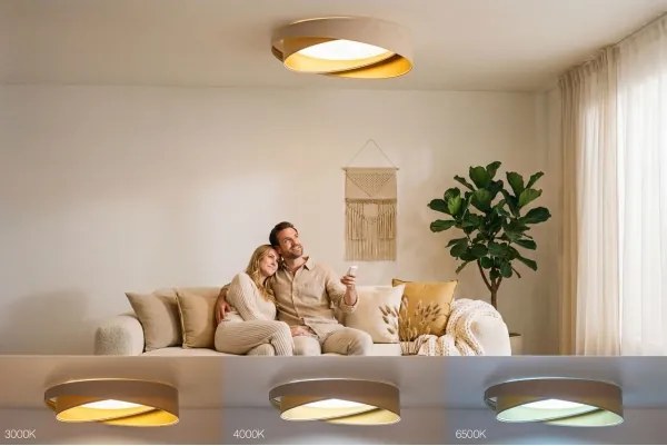 LED stmievateľné stropné svietidlo SM. GALAXY M. LED/24W/230V pr. 55 cm béžová/zlatá + DO