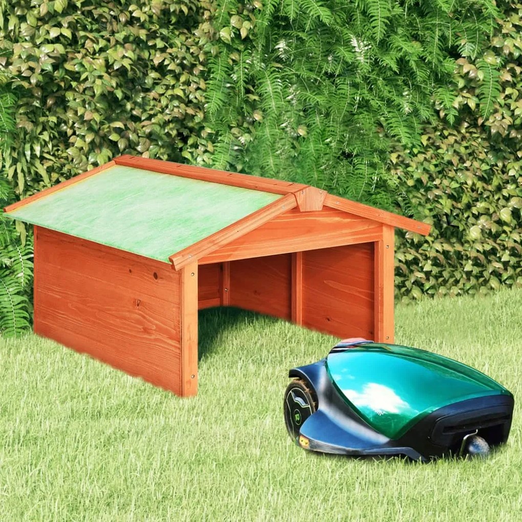 Garáž na robotickú kosačku 72x87x50 cm jedľový masív 170878