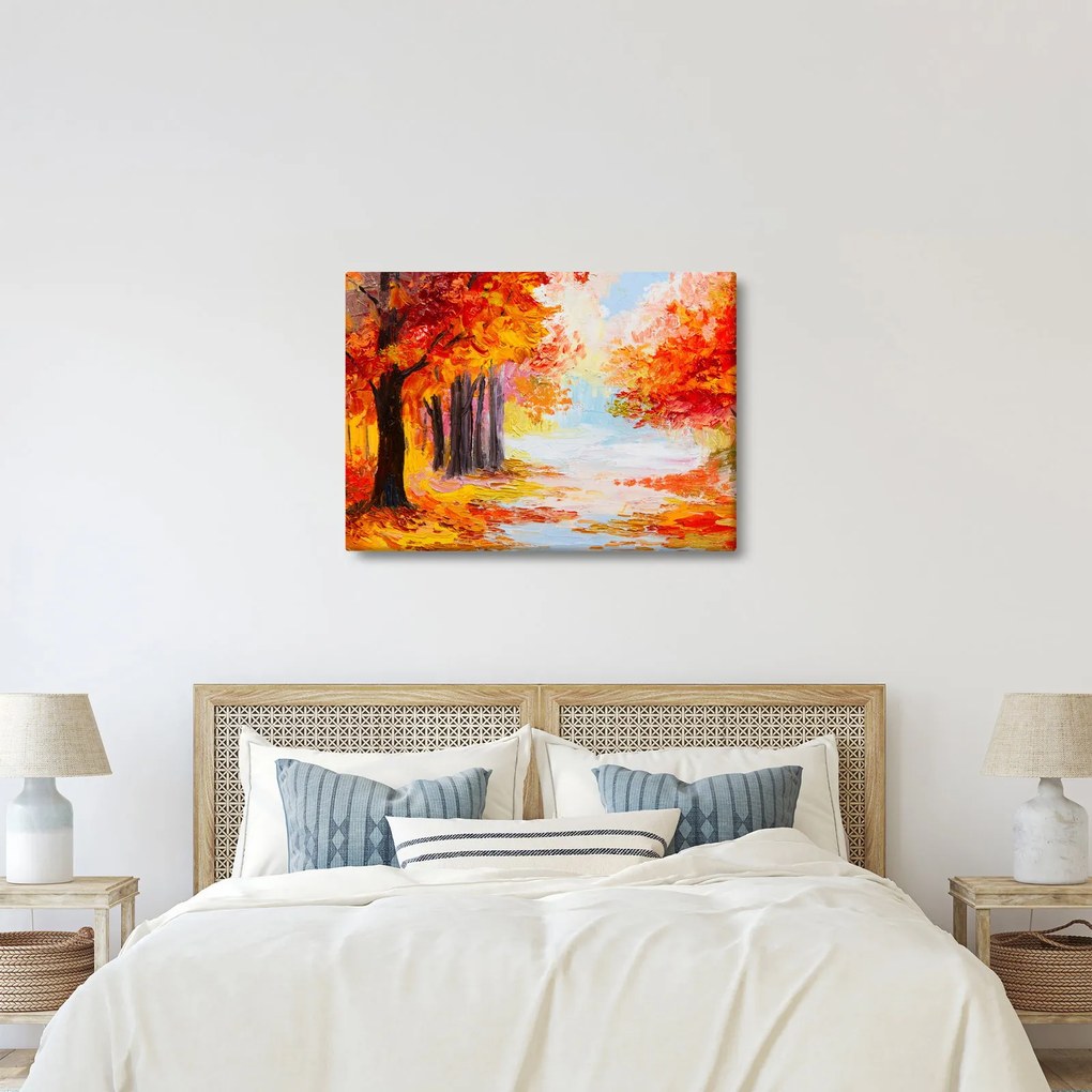 Obraz - Olejomaľba, farebná jeseň (70x50 cm)