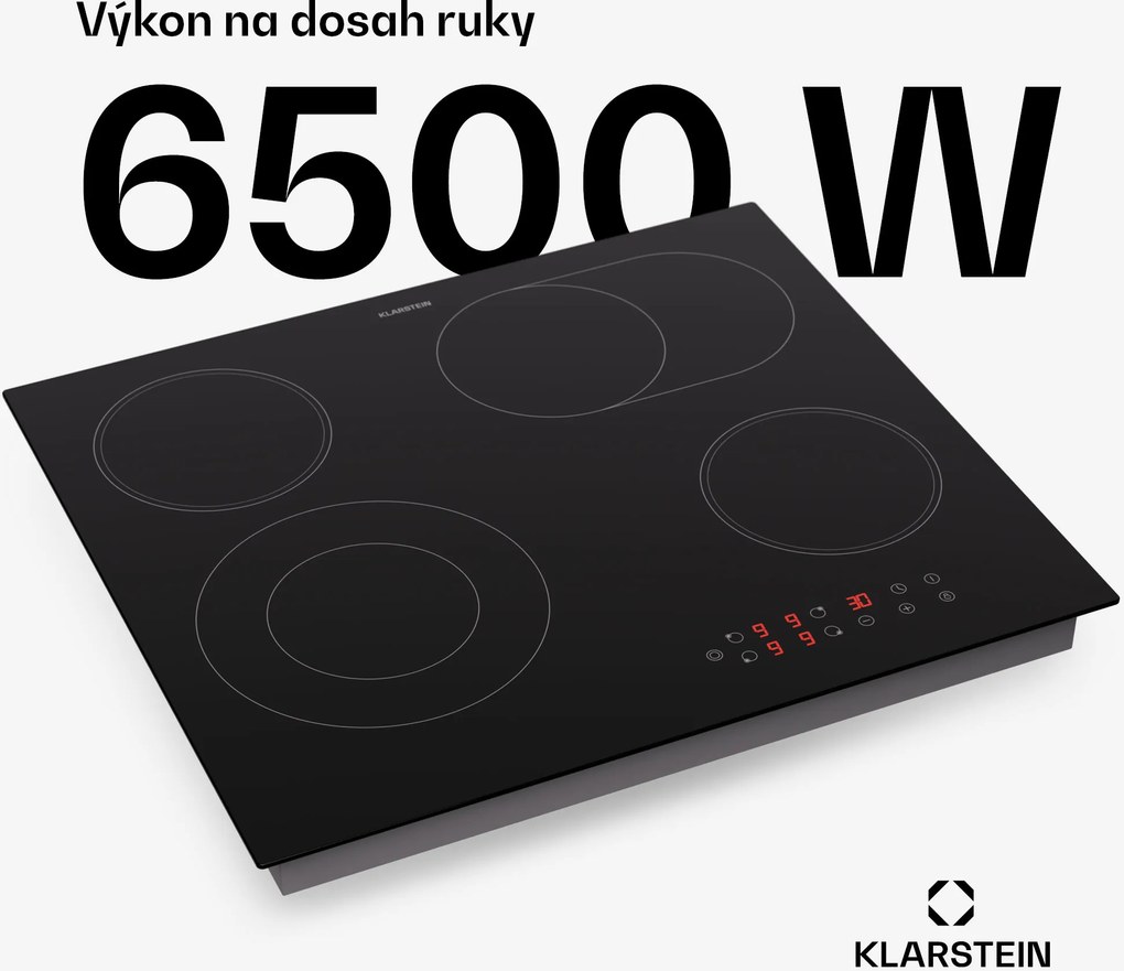 Klarstein Virtuosa 4, varná doska, 60 cm, 6500 W, dvojzónová, Pluszone, časovač, sklokeramika