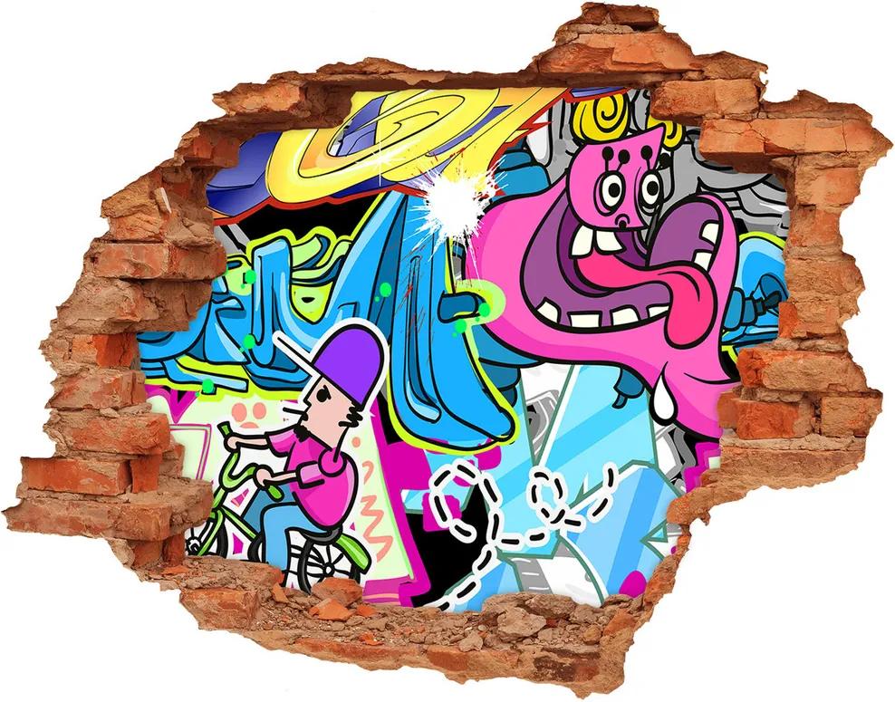Foto fotografie diera na stenu Graffiti WallHole-cegla-90x70-38479152