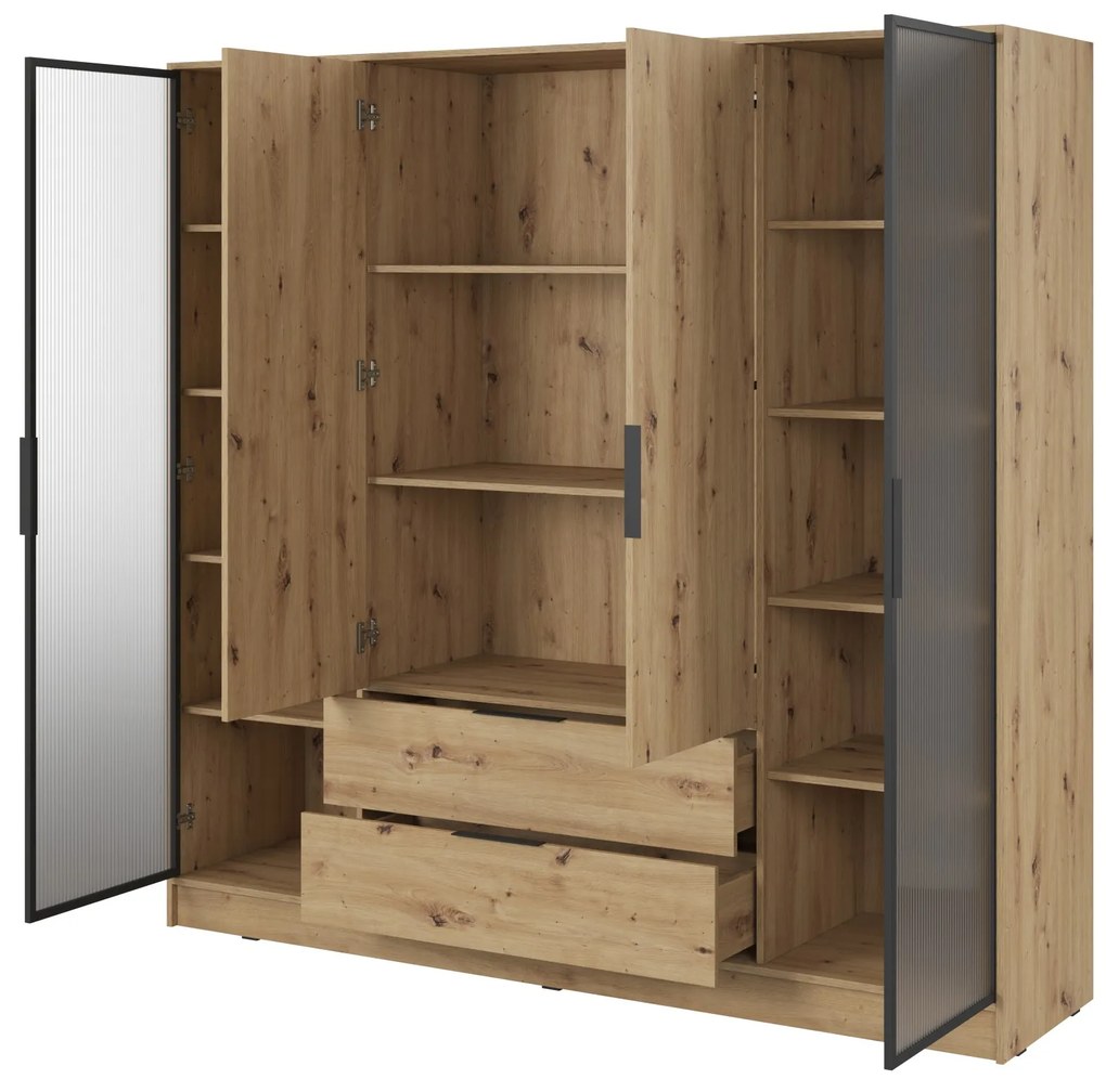 Šatníková skriňa Kelly 4D RD s policami 206 cm dub artisan