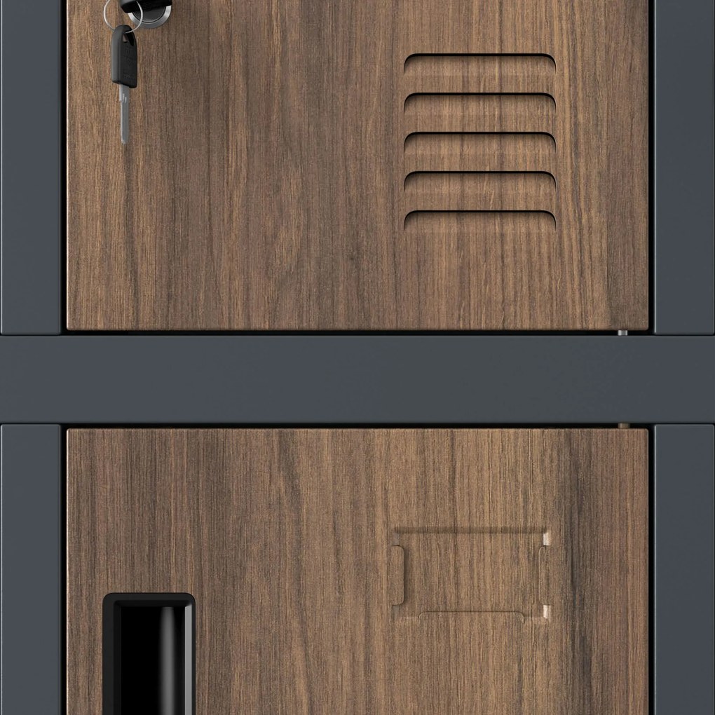 Šatňová skrinka s 20 priehradkami na nožičkách, antracitová/orechová, 1360x1720x450 mm: ROBERT Eco Design
