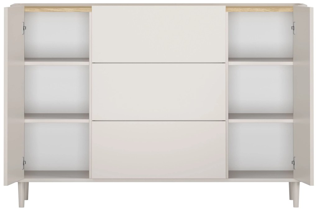 Komoda so zásuvkami Elivo 150 cm na nožičkách - kašmír / olejovaný dub