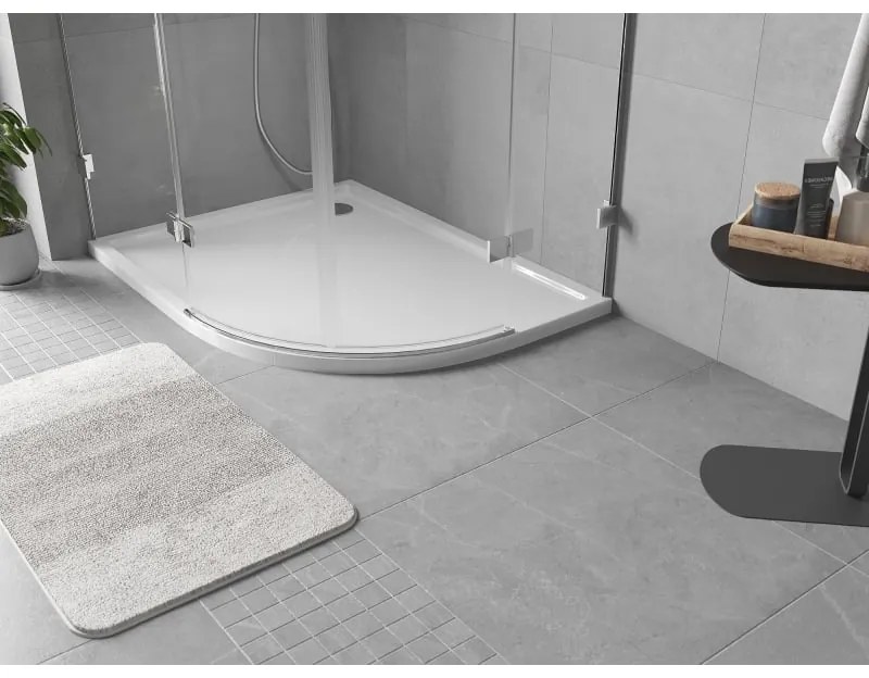 Mexen Flow, asymetrická štvrťkruhová sprchová vanička slim, ľavá 90 x 80 cm, biela lesklá, 46Q108090L