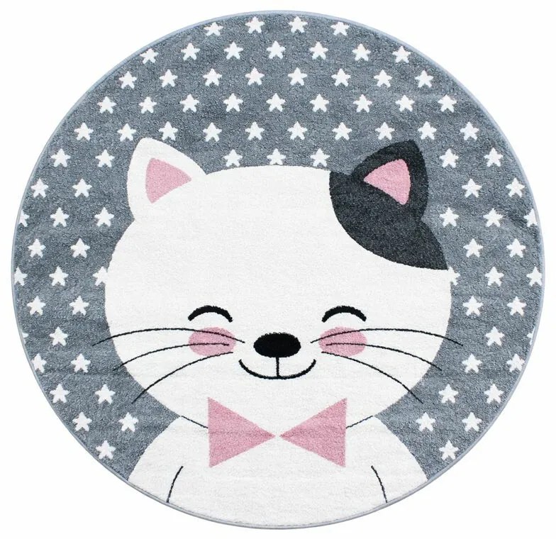 Ayyildiz, Kusový koberec Kids 550 pink kruh, 160x160 (priemer) kruh, ružová, detská izba