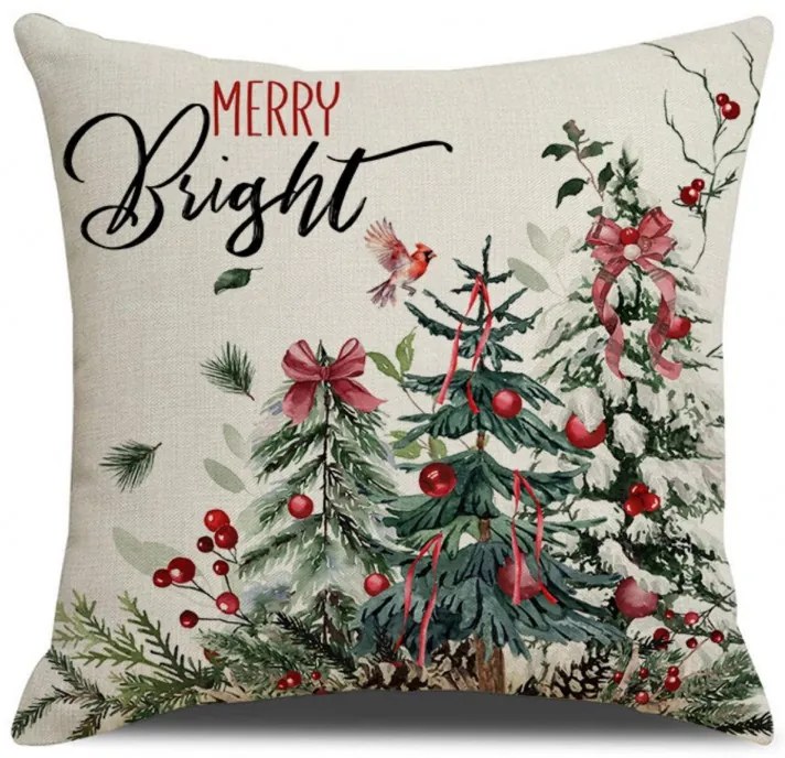 Vianočná obliečka na vankúš HOLLY CHARM 45x45 cm, béžová