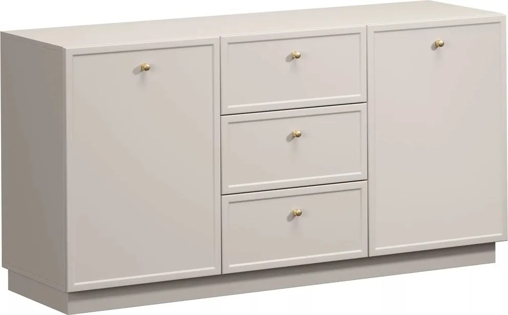 Komoda Lorini 150 cm so zásuvkami - kašmír / zlaté úchytky