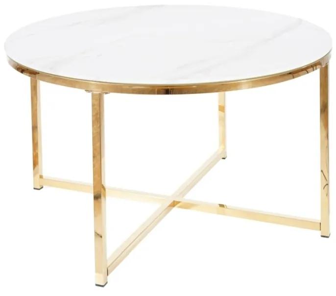 Konferenčný stolík SALMA, 80x45x80, biely mramor/zlatá