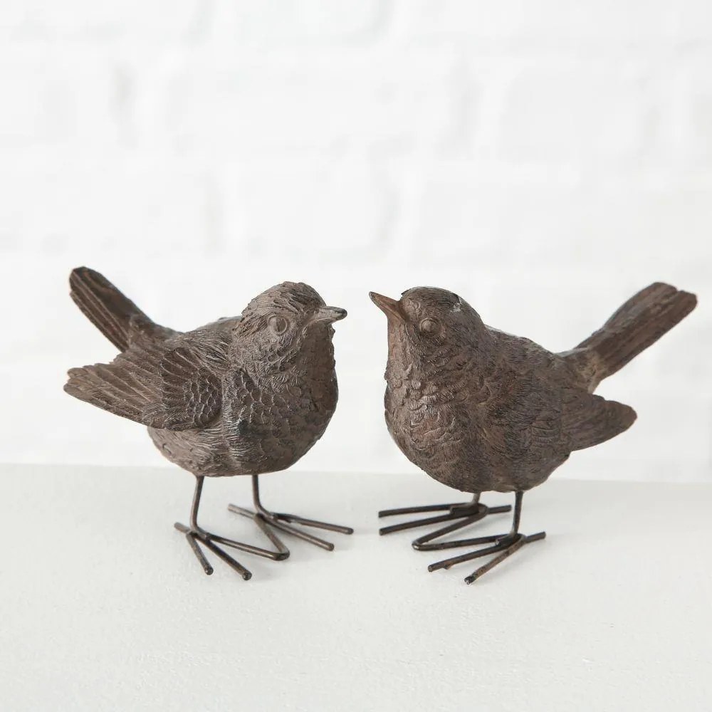 Záhradná figúrka z polyresinu Couple, sada 2ks, 7,5 cm, hnedá