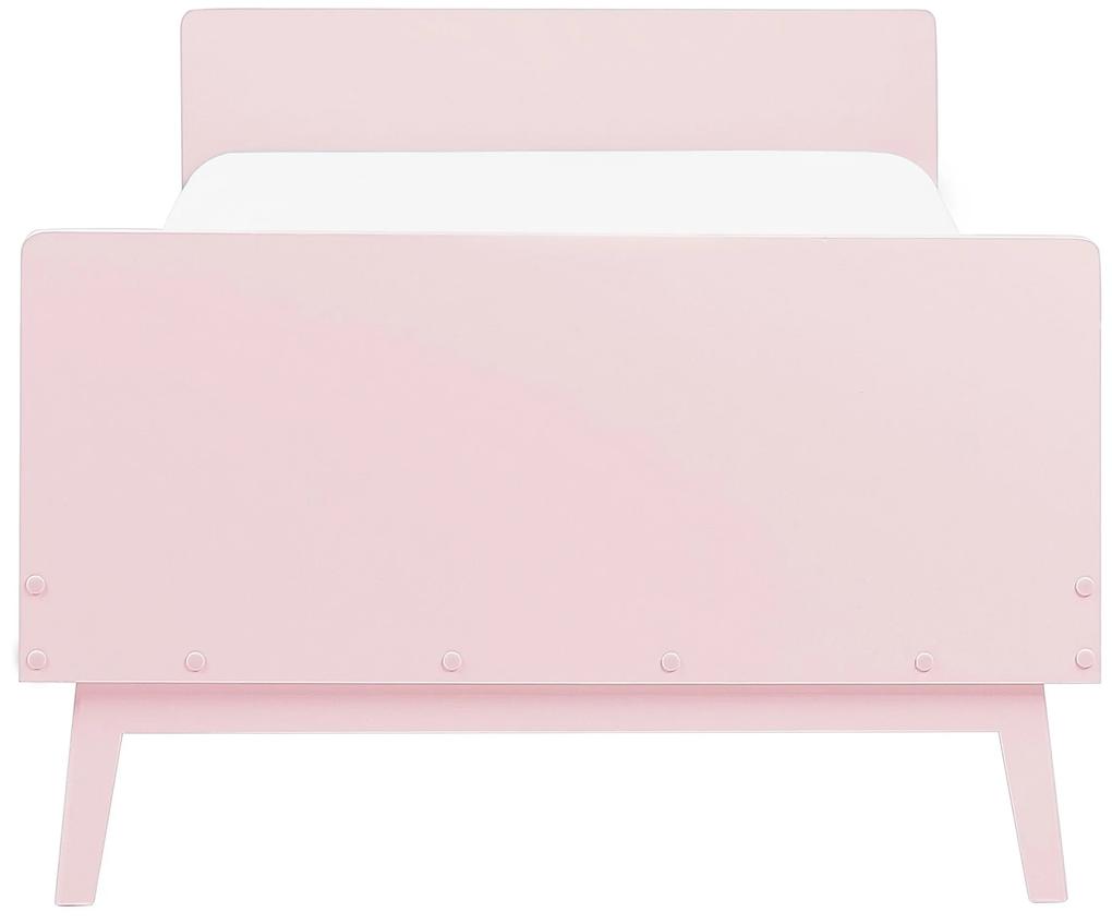 Drevená posteľ 90 x 200 cm pastelová ružová BONNAC Beliani