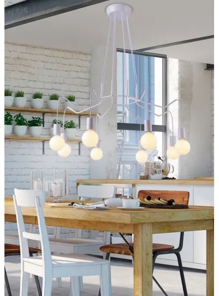 Luster na lanku BASSO 8xE27/40W/230V biela
