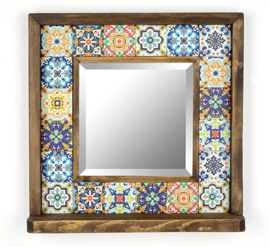 Asir Nástenné zrkadlo 33x32,5 cm borovica/žltá 792EVL4216