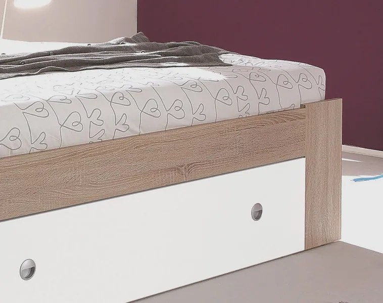 Posteľ s nočnými stolíkmi Stefan 140x200 cm, dub sonoma/biela