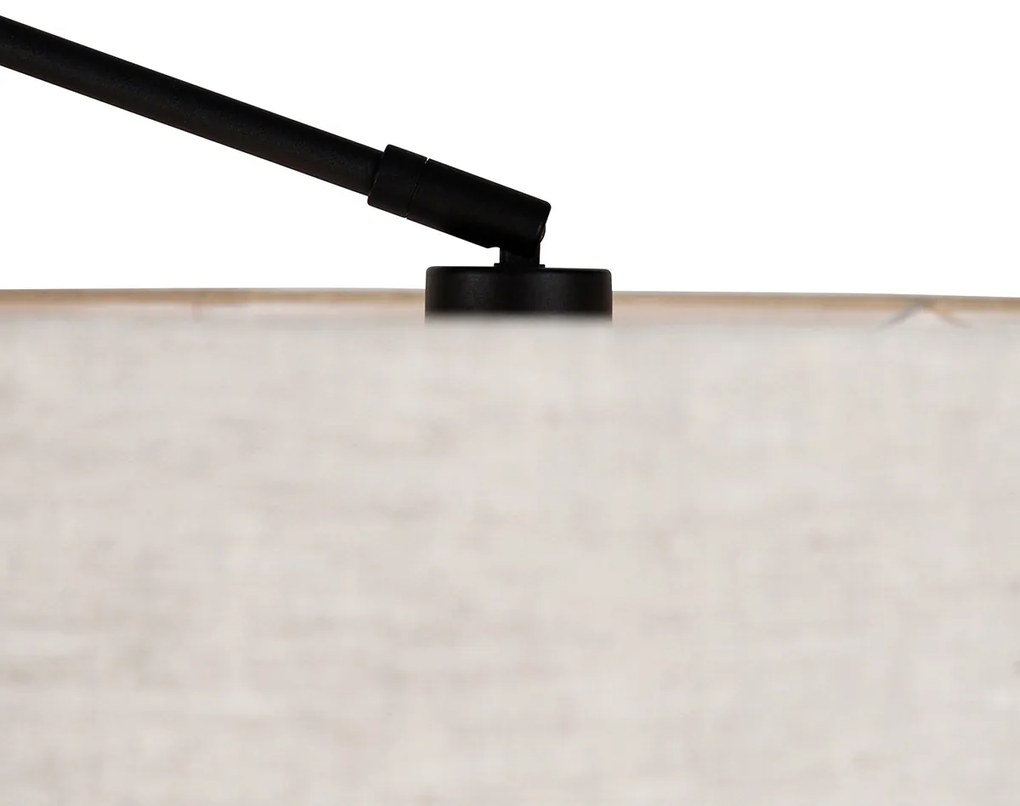 Stojaca lampa čierna so svetlosivým tienidlom 50 cm nastaviteľná - Editor