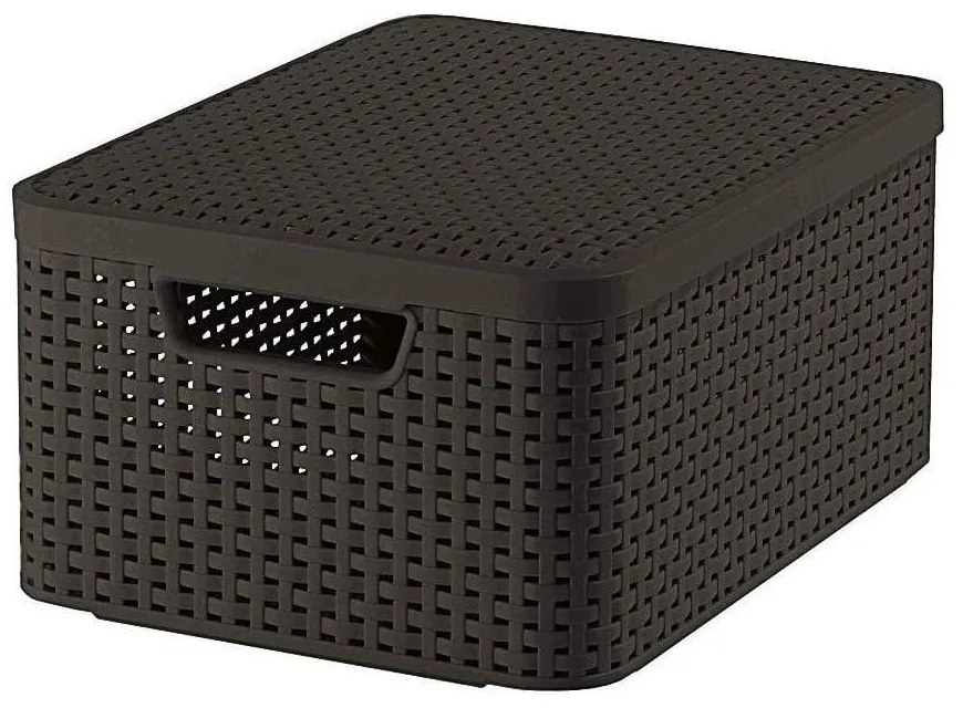 Tmavohnedý plastový úložný box s vekom 29x39x19 cm Style – Curver