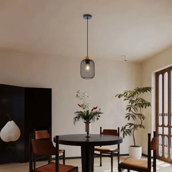 Brilagi - Závesné svietidlo na lanku BASKLITE 1xE27/15W/230V drevo/čierna