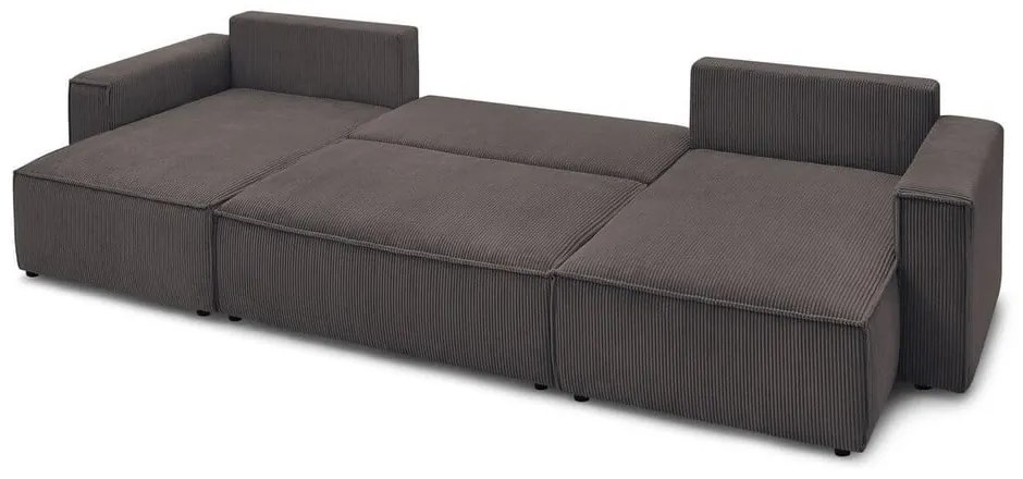 Taupe menčestrová rozkladacia rohová pohovka (do tvaru "U") Nihad – Bobochic Paris