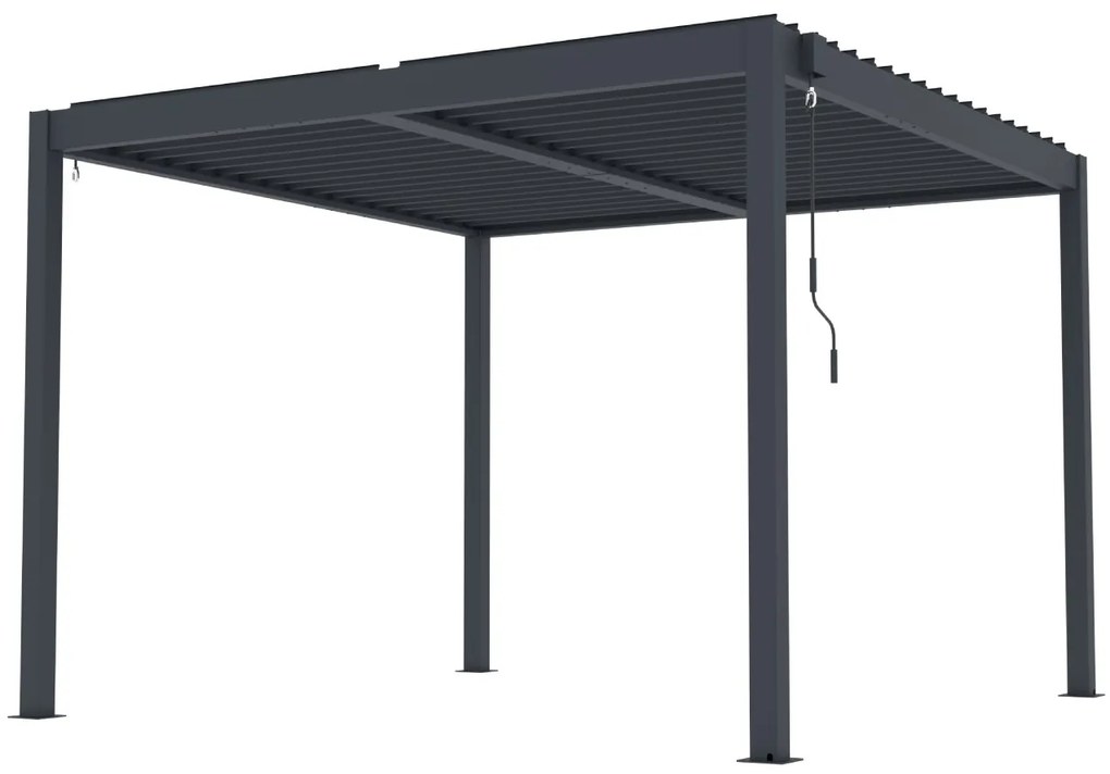 Hliníková bioklimatická pergola s lamelami BestBerg BBP-9G / 3 x 3 m / sivá