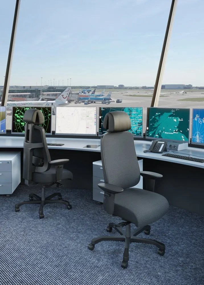 Záťažová ergonomická stolička BOSTON 24/7 — látka, čierna, nosnosť 200 kg