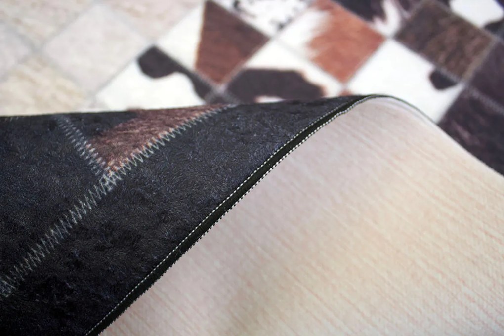 Okrúhly koberec Porte 2054 BLACK – čierno-béžový dizajn Rozmer: 80 cm