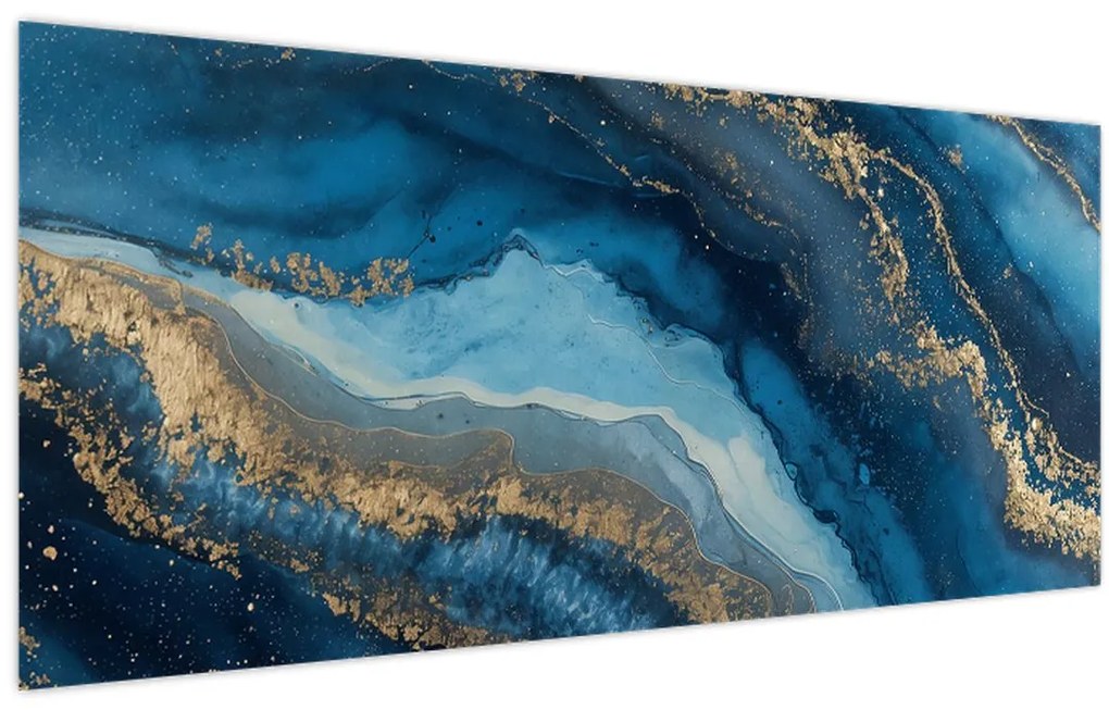 Obraz - Modrá mramorová abstrakcia (120x50 cm)