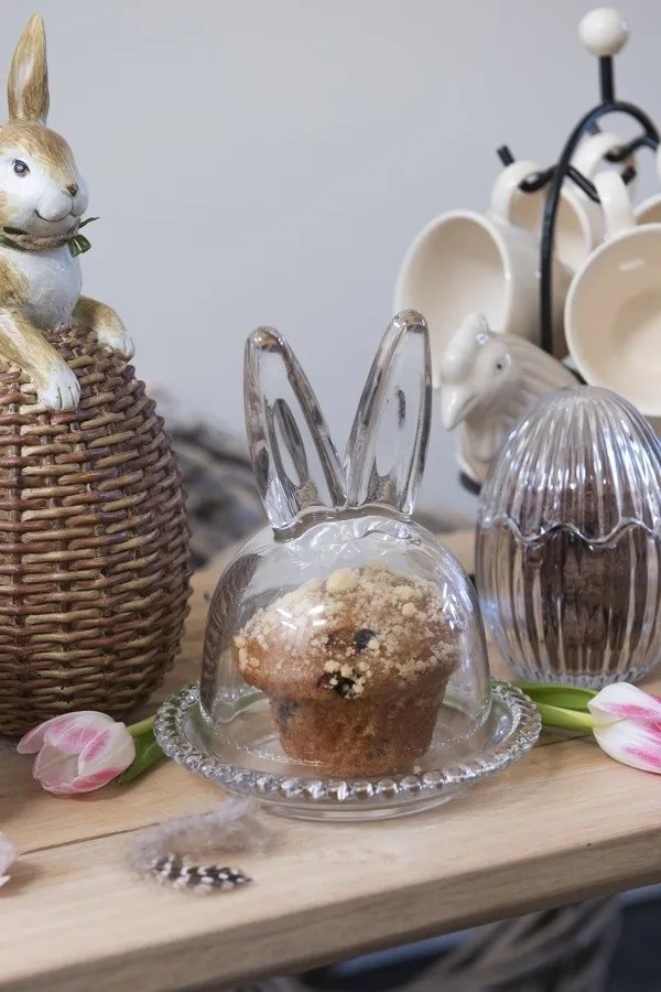 Sklenený podnos s poklopom a uškami Rabbit - Ø 14*16 cm