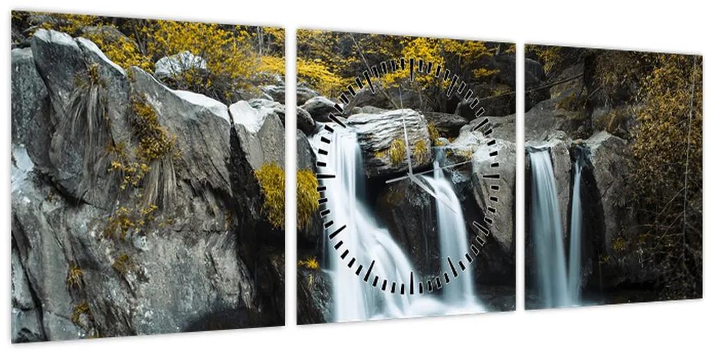 Obraz - Vodopády, Lushan, Čína (s hodinami) (90x30 cm)