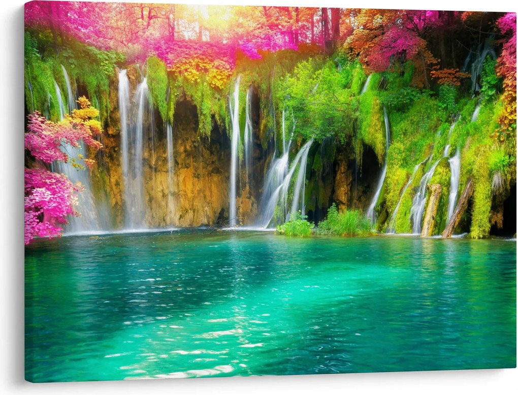Obraz - Vodopád, Plitvické jazerá, Chorvátsko (70x50 cm)