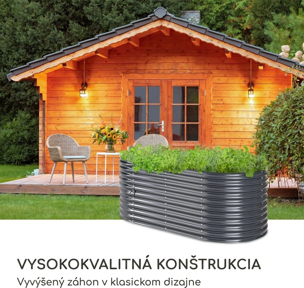Blumfeldt High Grow, vyvýšený záhon, 200 x 80 x 100 cm, vlnovitý plech, jednoduchá montáž