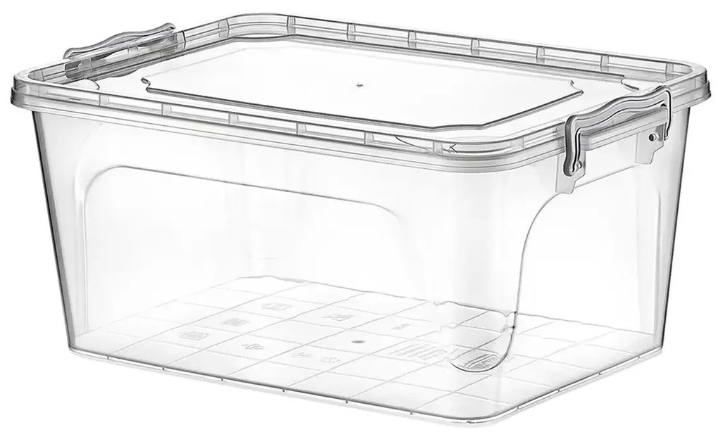 Transparentný úložný box s vekom, UHO, obdĺžnikový nízky box 10l, 41x28x14cm