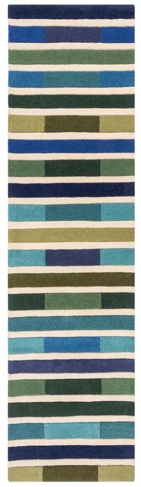 Flair Rugs koberce Ručne všívaný behúň Illusion Piano Green/Multi - 60x230 cm