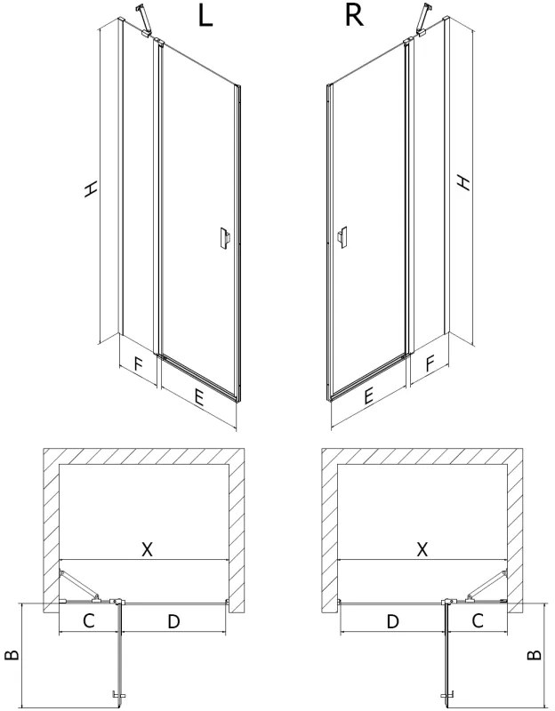 Mexen MIST, 1-krídlové sprchové dvere (1d+1s) 110x200 cm, 6mm číre sklo s čiernym rámom, ľavý variant, 8A4-110-000-70-70-L