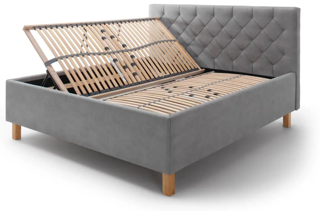 Čalúnená posteľ kartika s úložným priestorom 160 x 200 cm béžová MUZZA