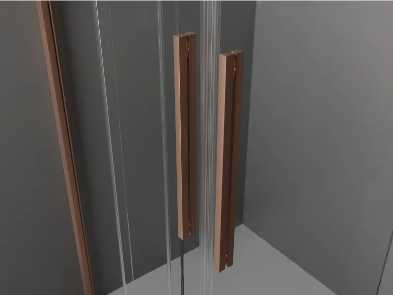 Mexen Velar L Duo, sprchový kút s posuvnými dverami 90 x 90 cm, 8mm sklo námraza, medená matná, 871-090-090-02-33-65