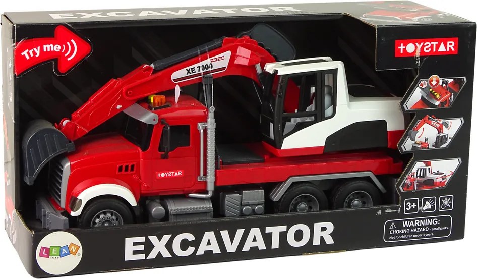 LEAN Toys Nákladné auto s bagrom, traktor, bager, zvuky, svetlá