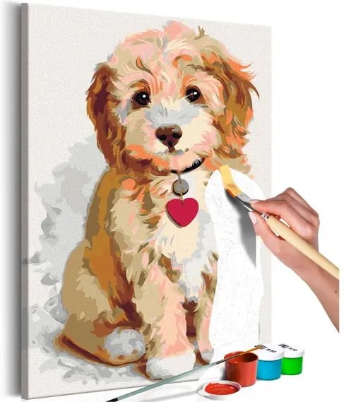 DIY set na tvorbu vlastného obrazu na plátne Artgeist Puppy, 40 × 60 cm