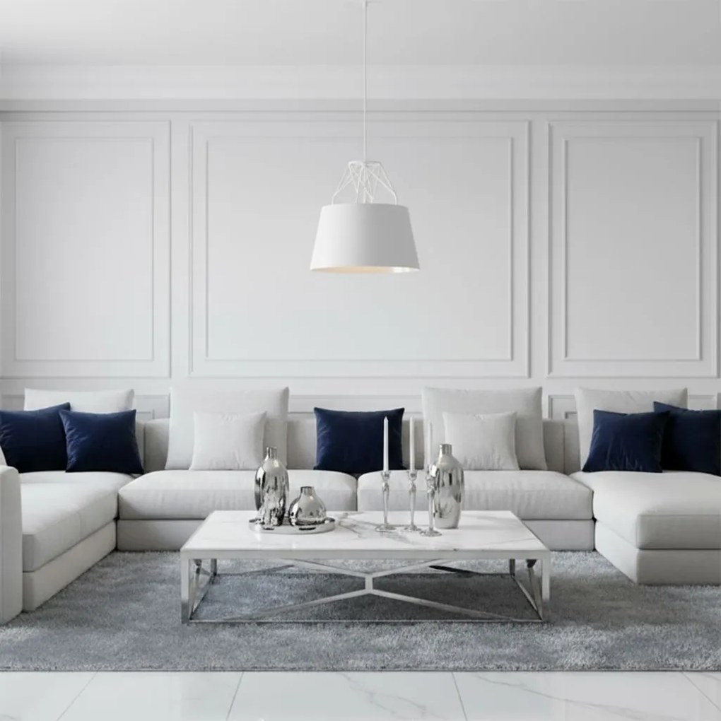 Toolight Toolight, závesná kovová stropná lampa 1xE27 APP423-1CP, biela, OSW-00553