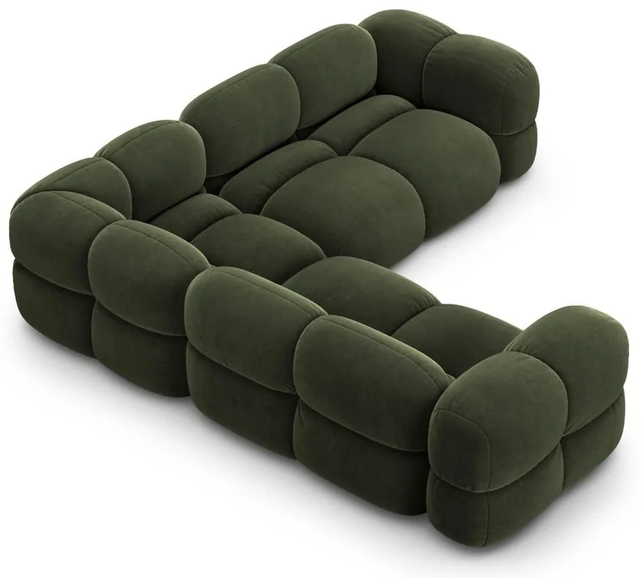 Zelená zamatová rohová pohovka Loretto – Cosmopolitan Design