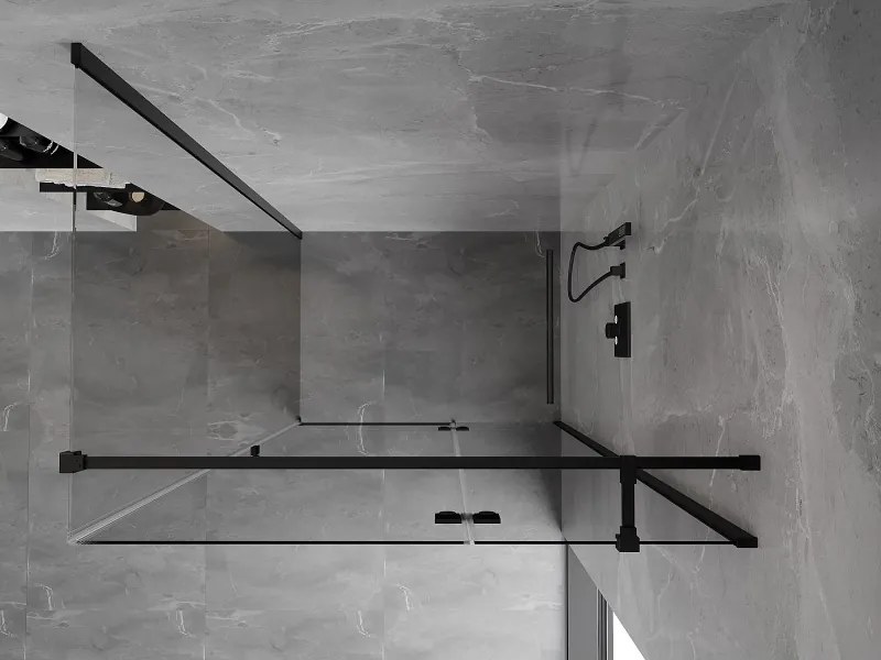 Mexen Mist H T, sprchový kút s výklopnými dverami pravý 85 x 90 cm, číre sklo, čierny profil, 8A5T-085-090-70-00-P
