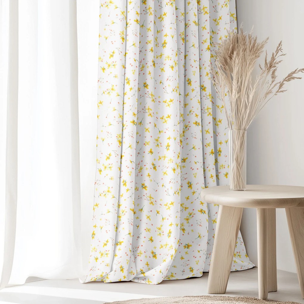 Goldea dekoračný záves valencia - kvety narcisov 140x135 cm