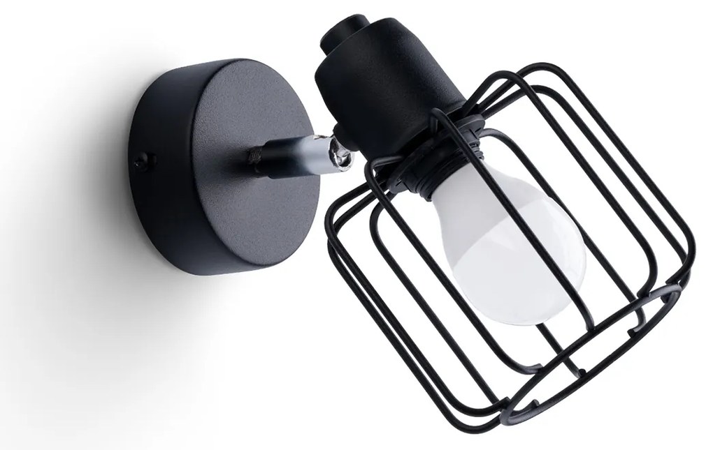 Bodové svietidlo Beluci, 1x čierne drôtené tienidlo, (možnosť polohovania)