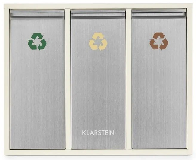 Klarstein Ordnungshütter 3, 45 l, krémovo-béžová, box na triedený odpad, 3 x 15 l
