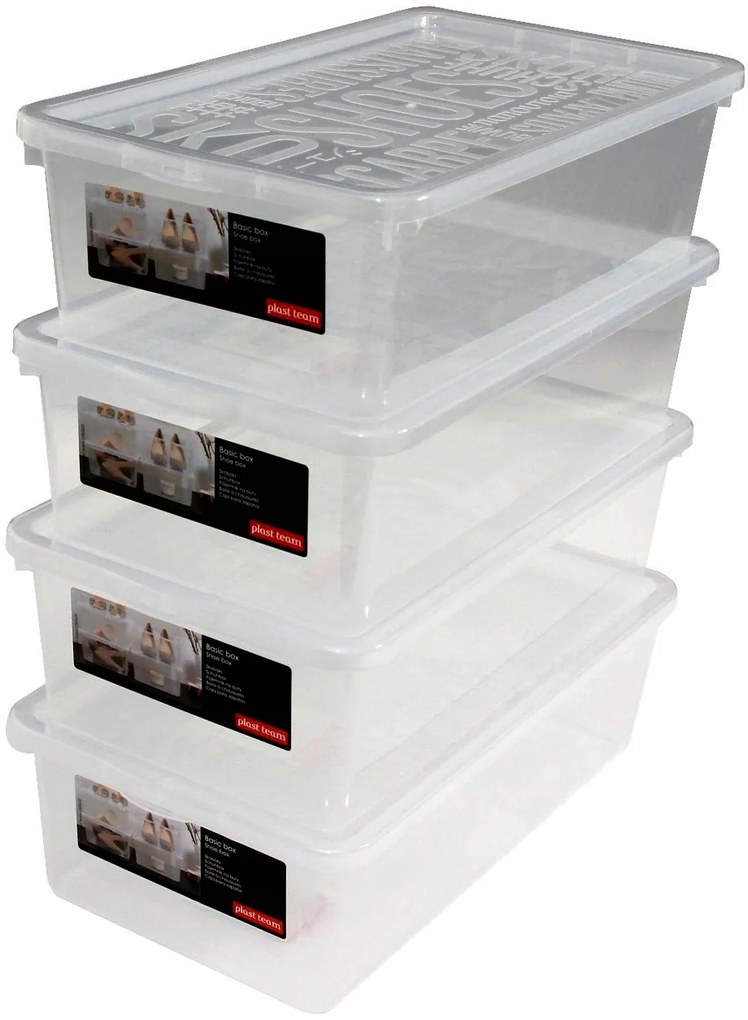 Súprava 4 ks úložných boxov na topánky s vekom, na dámske BARBIE 5 l – 19 x 34 x 10 cm