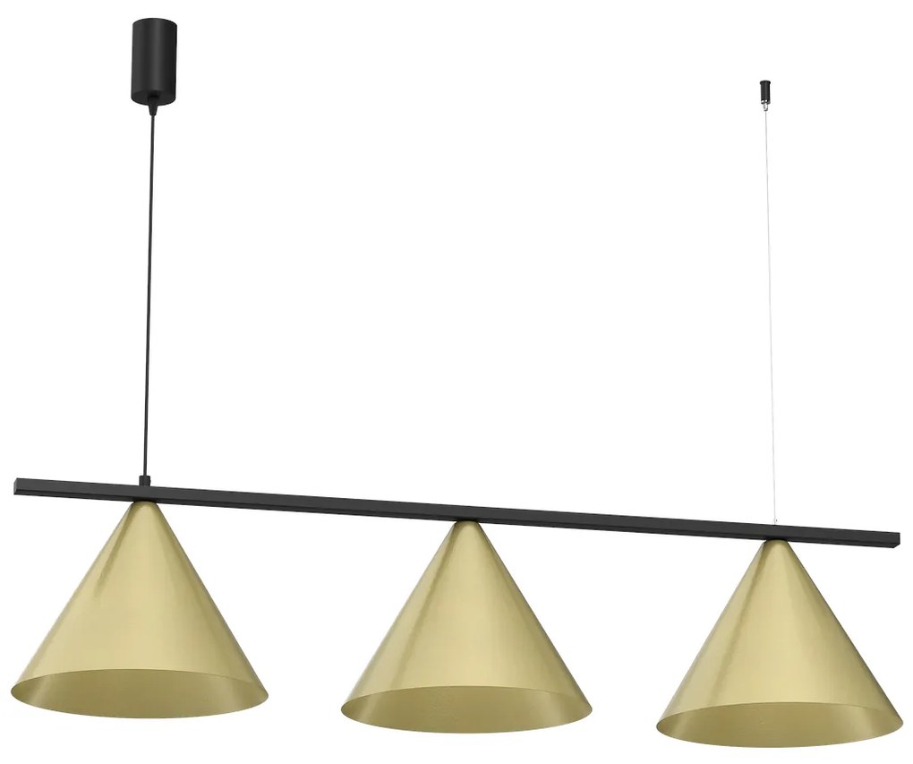 Závesné svietidlo Capital, 3x zlaté kovové tienidlo, (fi 30cm), b