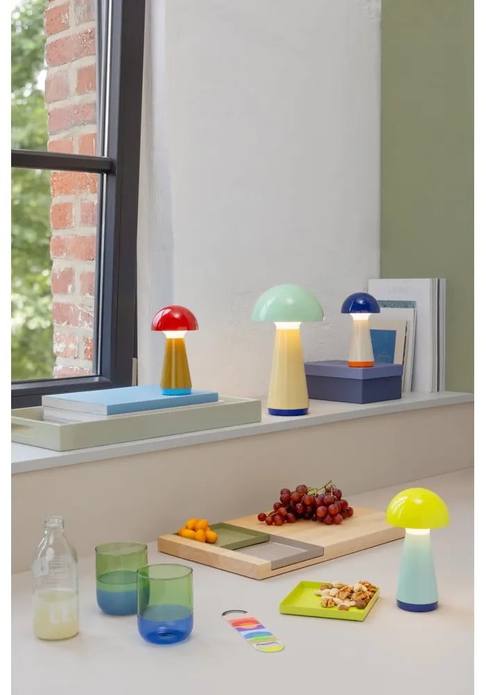 LED stmievateľná stolová lampa v žltej a svetlomodrej farbe (výška 18 cm) Bobbi – Remember