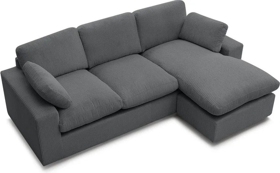 Tmavosivá menčestrová rohová pohovka Belair – Bobochic Paris