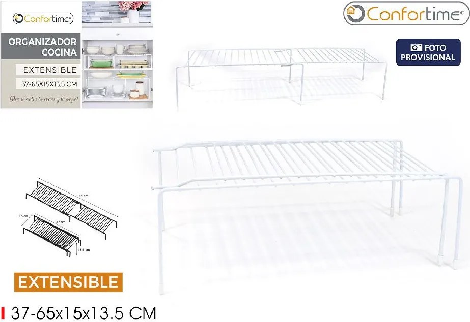 CONFORTIME Přídavná police, roztahovací, výsuvná, bílá, 37-65cm x 15 EXTENSIBLE1