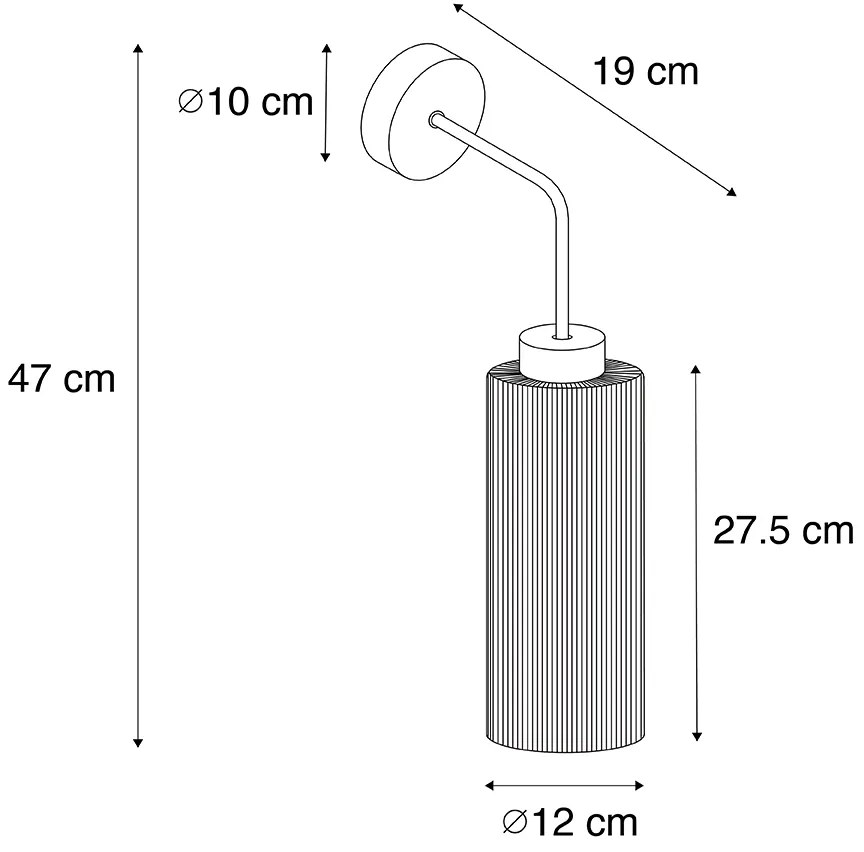 Art Deco nástenná lampa zlatá so sklom - Laura